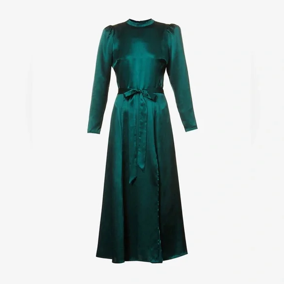 Reformation Julius Silk Dress In Forest, NWOT, NEVER WORN, NO FLAWS. - Picture 7 of 10
